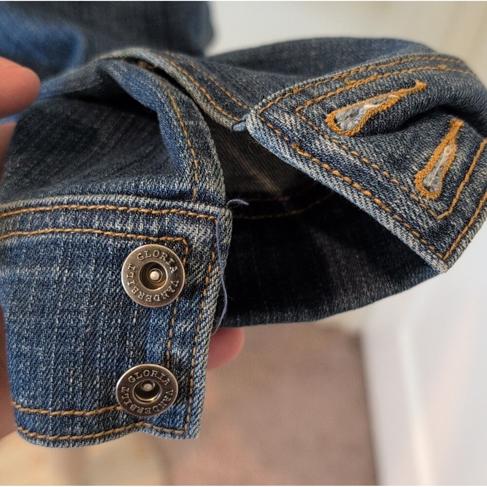 Gloria Vanderbilt Women's Blue Denim Jacket Collared Button Pockets Size XL - Picture 6 of 10